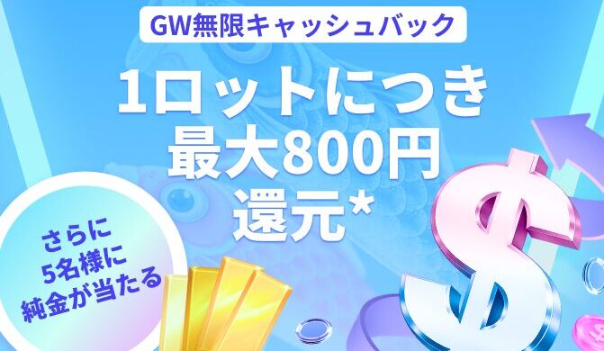 TitanFXゴールデンウィーク2026キャッシュバック・1lot最大800円