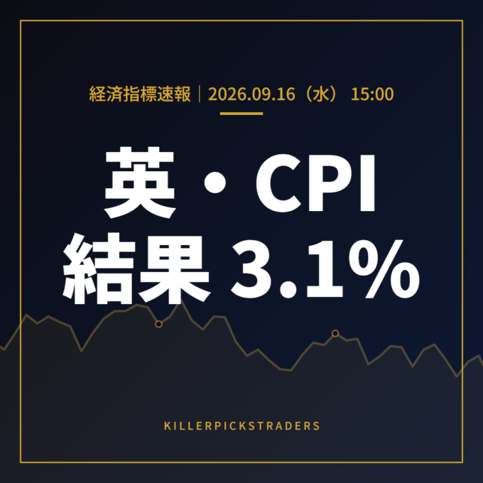 【英・CPI】消費者物価指数（CPI・前年比） 3.1%（予想3.1%・前回2.9%）｜9/16速報