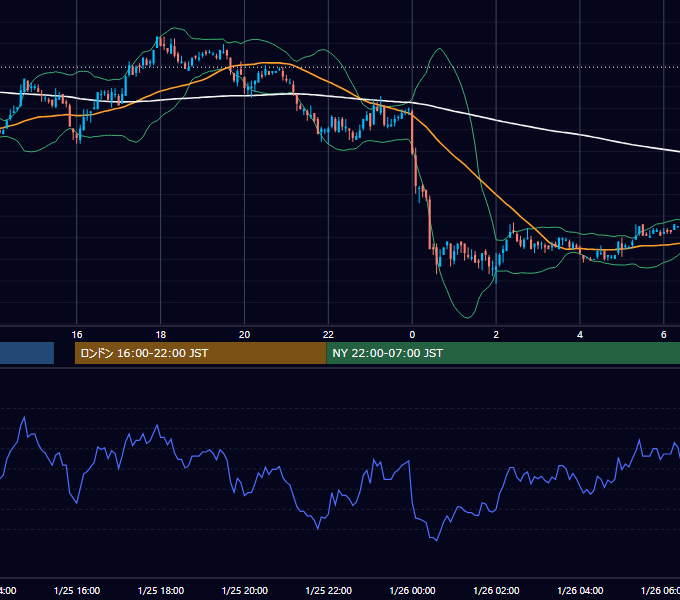 2005年1月25日（火） EUR/USD 5分足チャート