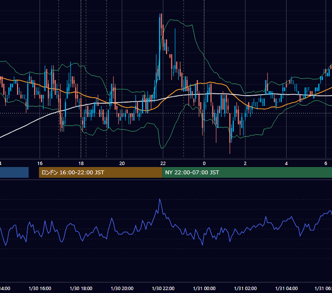 2007年1月30日（火） EUR/USD 5分足チャート