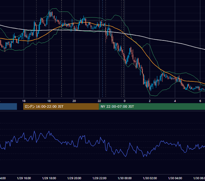 2010年1月29日（金） EUR/USD 5分足チャート