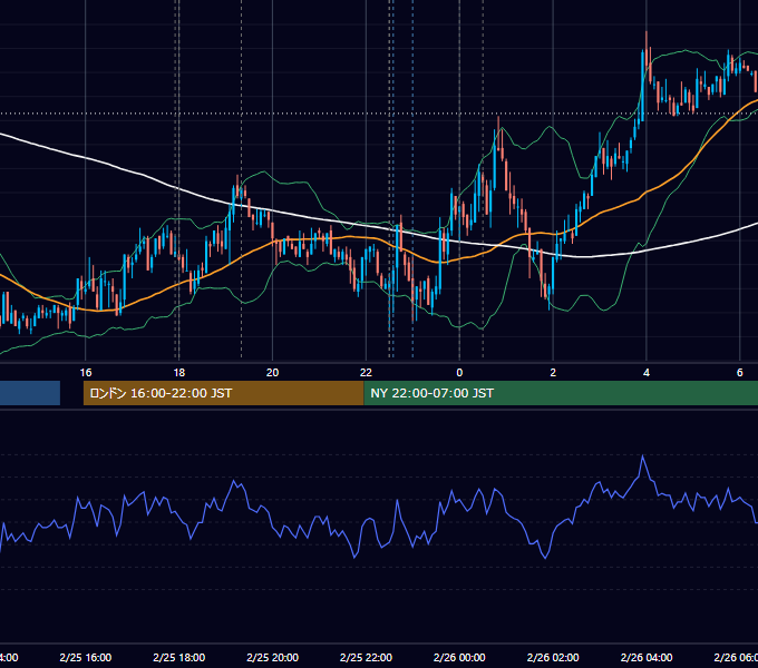2010年2月25日（木） EUR/USD 5分足チャート