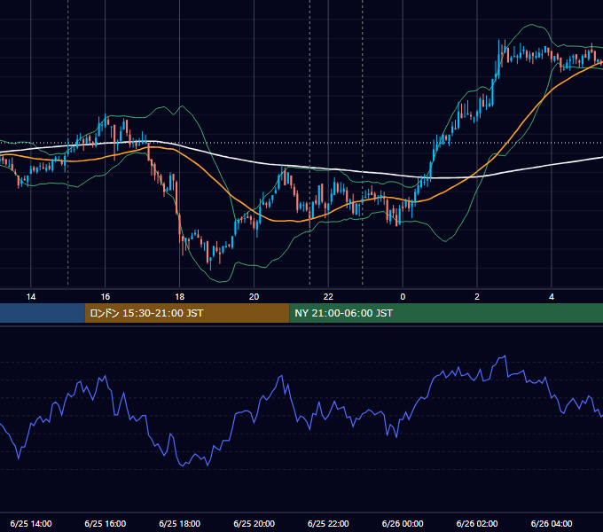 2010年6月25日（金） EUR/USD 5分足チャート