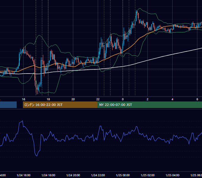 2013年1月24日（木） EUR/USD 5分足チャート