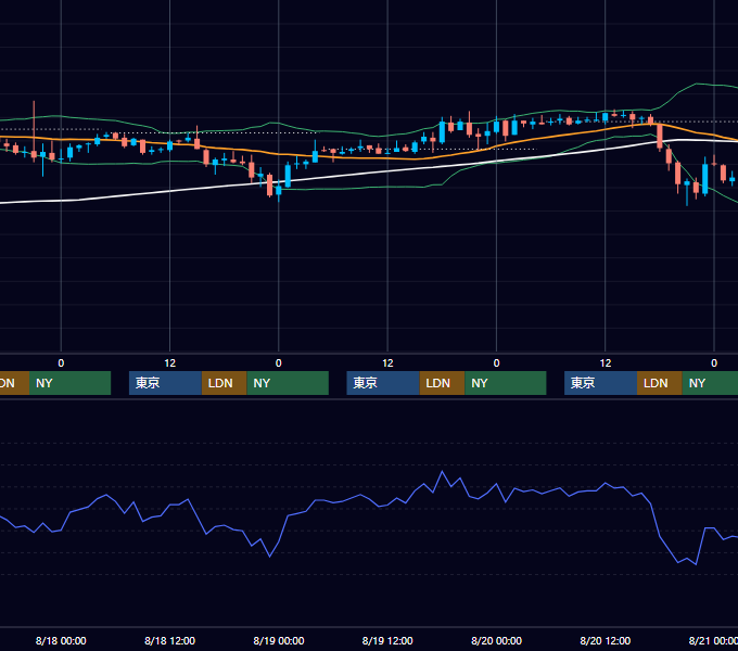 2004年8月16日〜8月20日 EUR/USD 1時間足チャート