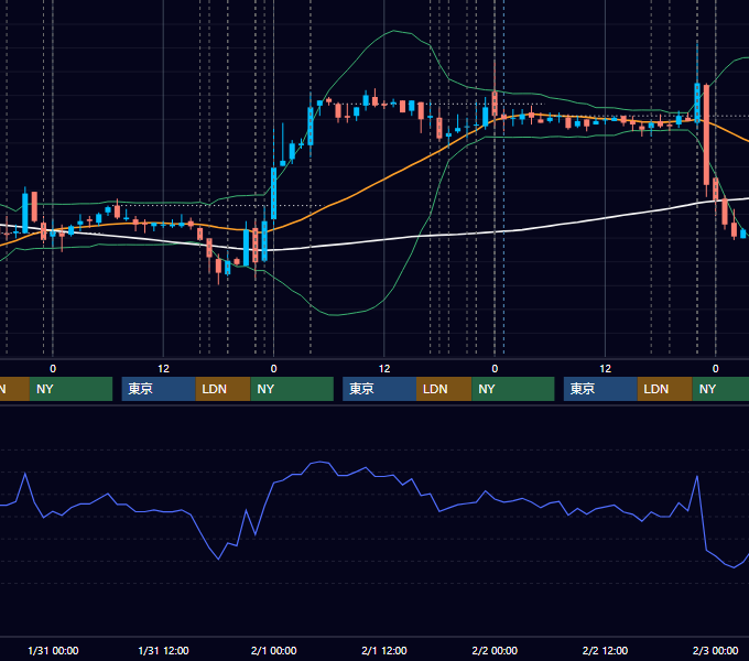 2007年1月29日〜2月2日 EUR/USD 1時間足チャート