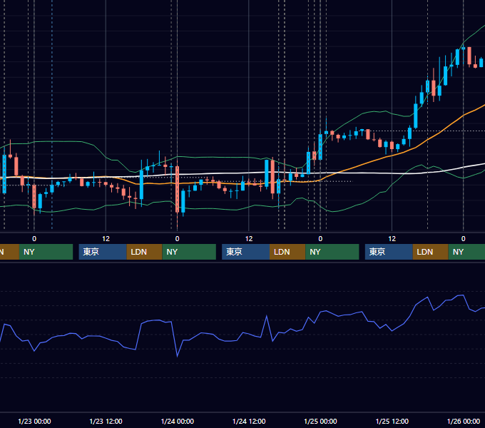 2013年1月21日〜1月25日 EUR/USD 1時間足チャート
