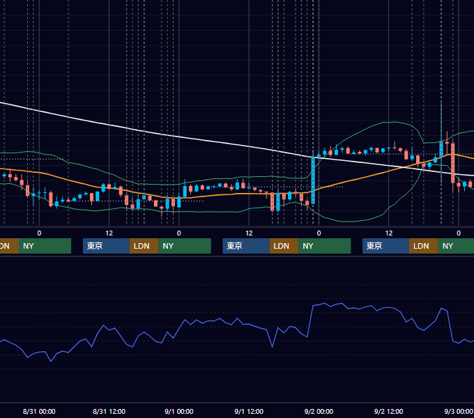 2016年8月29日〜9月2日 EUR/USD 1時間足チャート