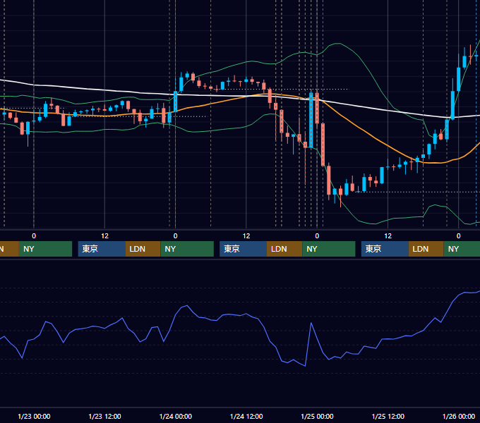2019年1月21日〜1月25日 EUR/USD 1時間足チャート