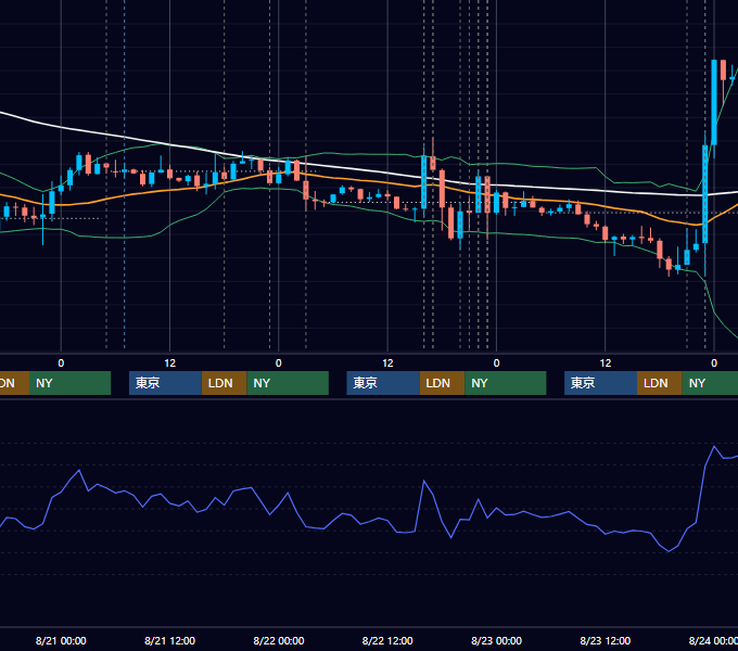 2019年8月19日〜8月23日 EUR/USD 1時間足チャート