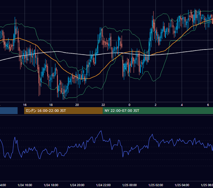 2002年1月24日（木） USD/JPY 5分足チャート