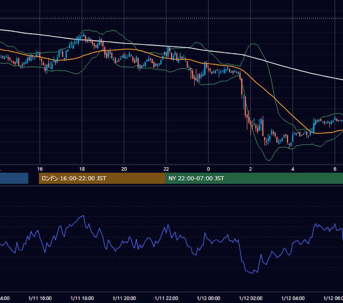 2005年1月11日（火） USD/JPY 5分足チャート