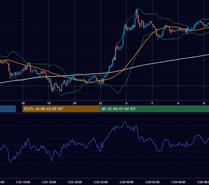 2006年1月25日（水） USD/JPY 5分足チャート