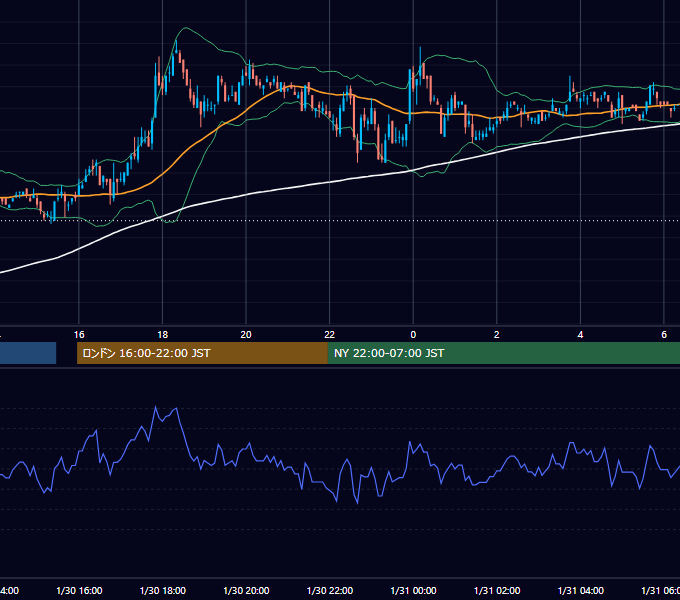 2006年1月30日（月） USD/JPY 5分足チャート