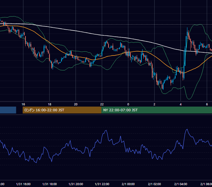 2006年1月31日（火） USD/JPY 5分足チャート