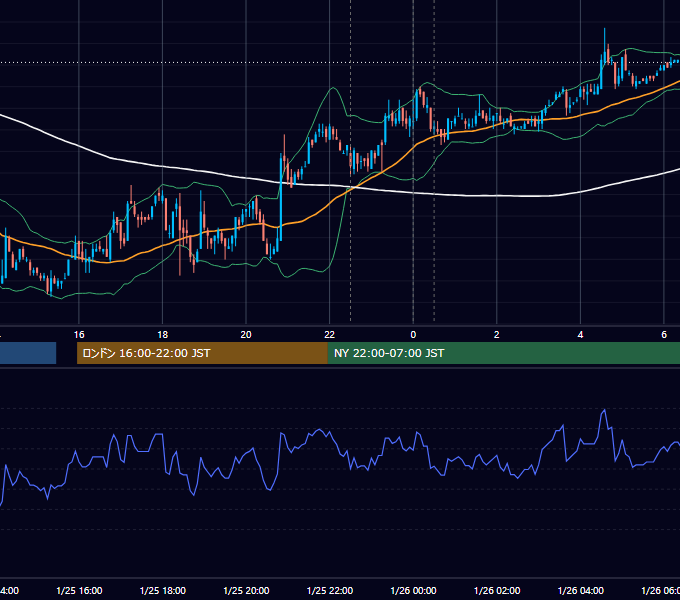2007年1月25日（木） USD/JPY 5分足チャート