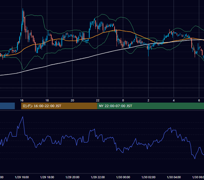 2007年1月29日（月） USD/JPY 5分足チャート