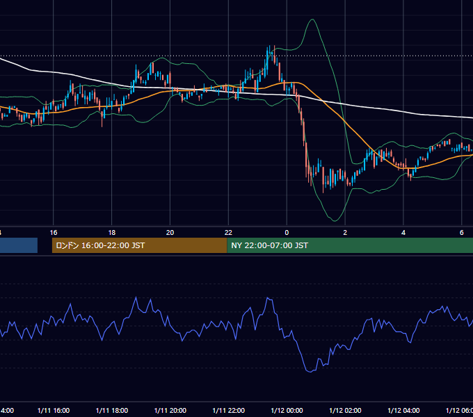 2010年1月11日（月） USD/JPY 5分足チャート