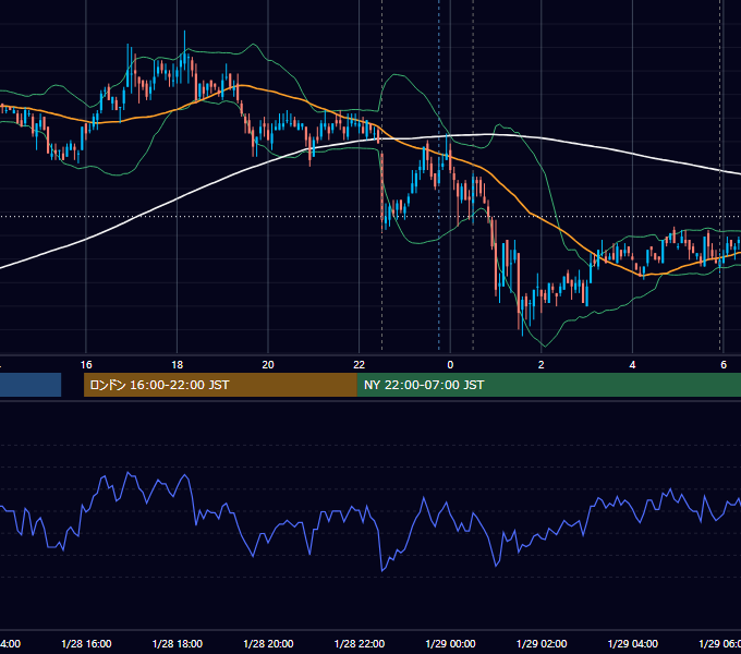 2010年1月28日（木） USD/JPY 5分足チャート