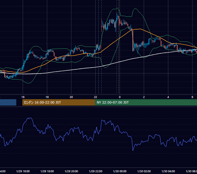 2010年1月29日（金） USD/JPY 5分足チャート
