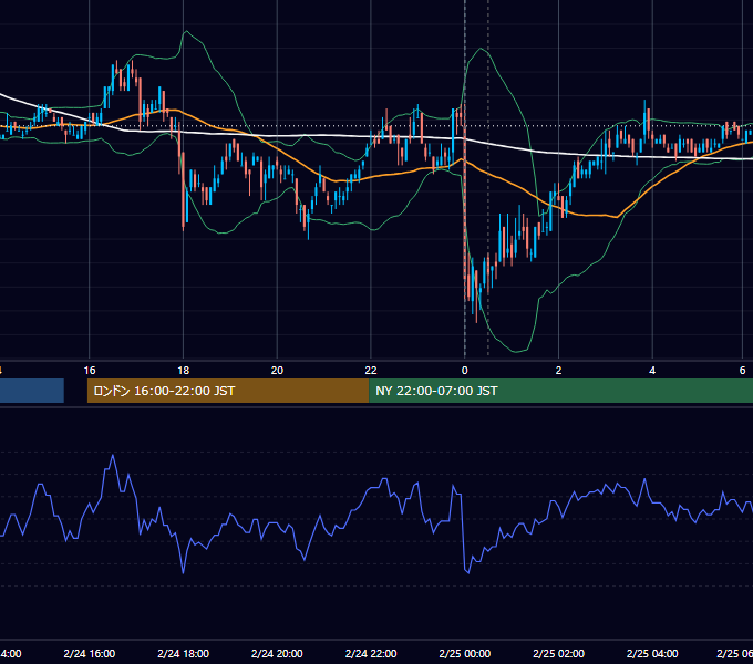 2010年2月24日（水） USD/JPY 5分足チャート