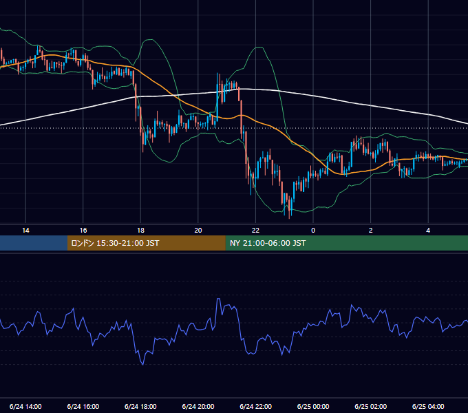 2013年6月24日（月） USD/JPY 5分足チャート