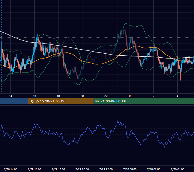 2013年7月29日（月） USD/JPY 5分足チャート