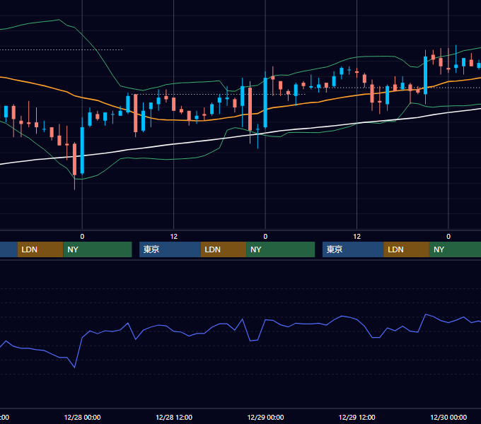 2006年12月25日〜12月29日 USD/JPY 1時間足チャート