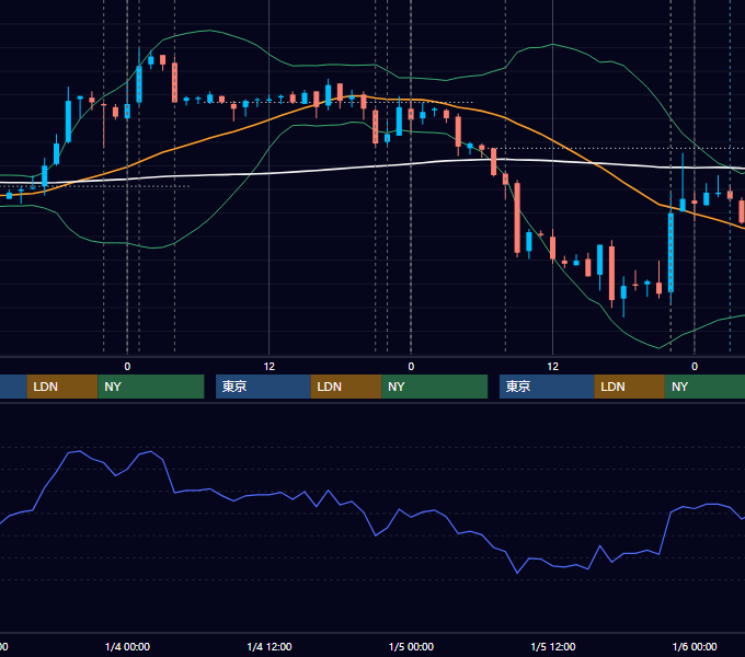 2007年1月1日〜1月5日 USD/JPY 1時間足チャート
