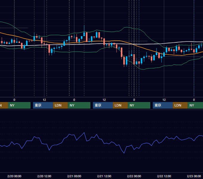 2013年2月18日〜2月22日 USD/JPY 1時間足チャート