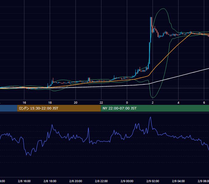 2019年2月8日（金） BTC/USD 5分足チャート