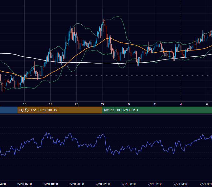 2019年2月20日（水） BTC/USD 5分足チャート