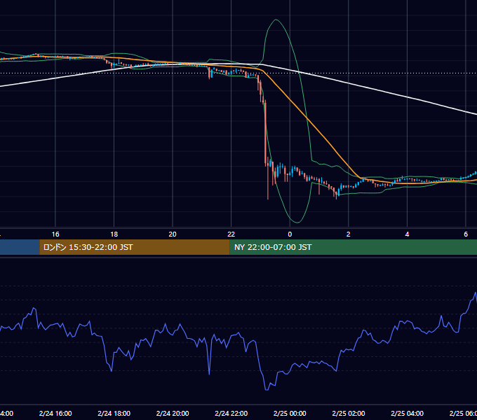 2019年2月24日（日） BTC/USD 5分足チャート