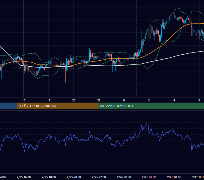 2019年2月25日（月） BTC/USD 5分足チャート