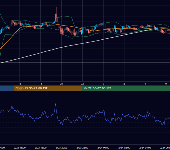 2020年2月23日（日） BTC/USD 5分足チャート