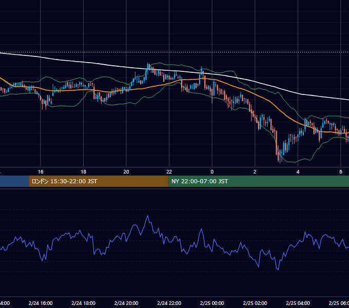 2020年2月24日（月） BTC/USD 5分足チャート