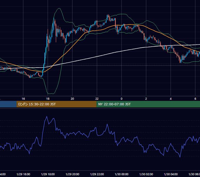 2021年1月29日（金） BTC/USD 5分足チャート