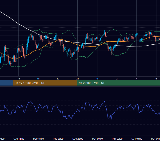 2021年1月30日（土） BTC/USD 5分足チャート