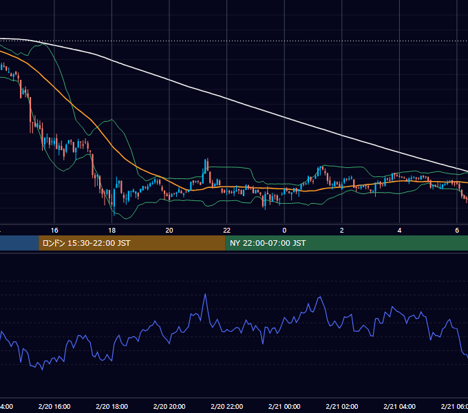 2022年2月20日(日) BTC/USD 5分足チャート