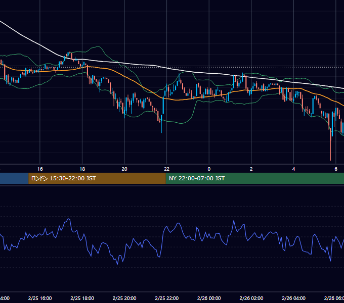 2023年2月25日（土） BTC/USD 5分足チャート