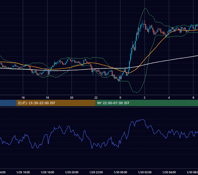 2024年1月29日（月） BTC/USD 5分足チャート