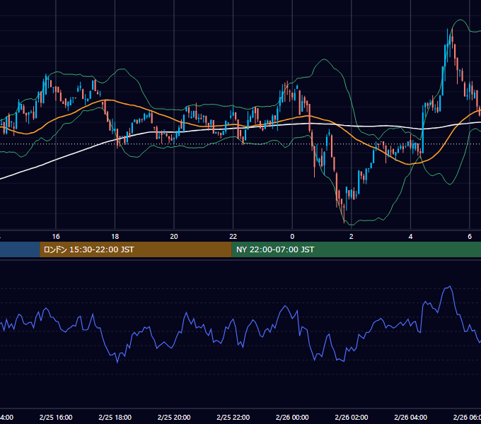 2024年2月25日(日) BTC/USD 5分足チャート