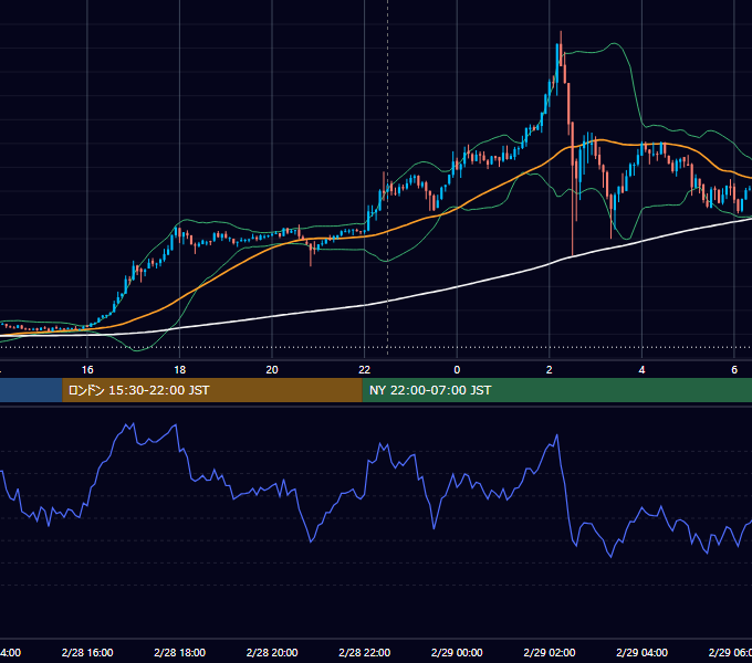 2024年2月28日（水） BTC/USD 5分足チャート