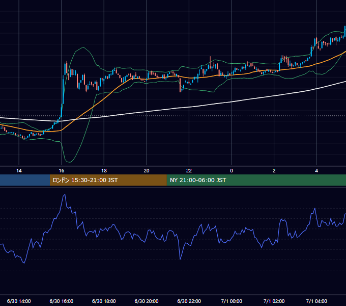 2024年6月30日（日） BTC/USD 5分足チャート