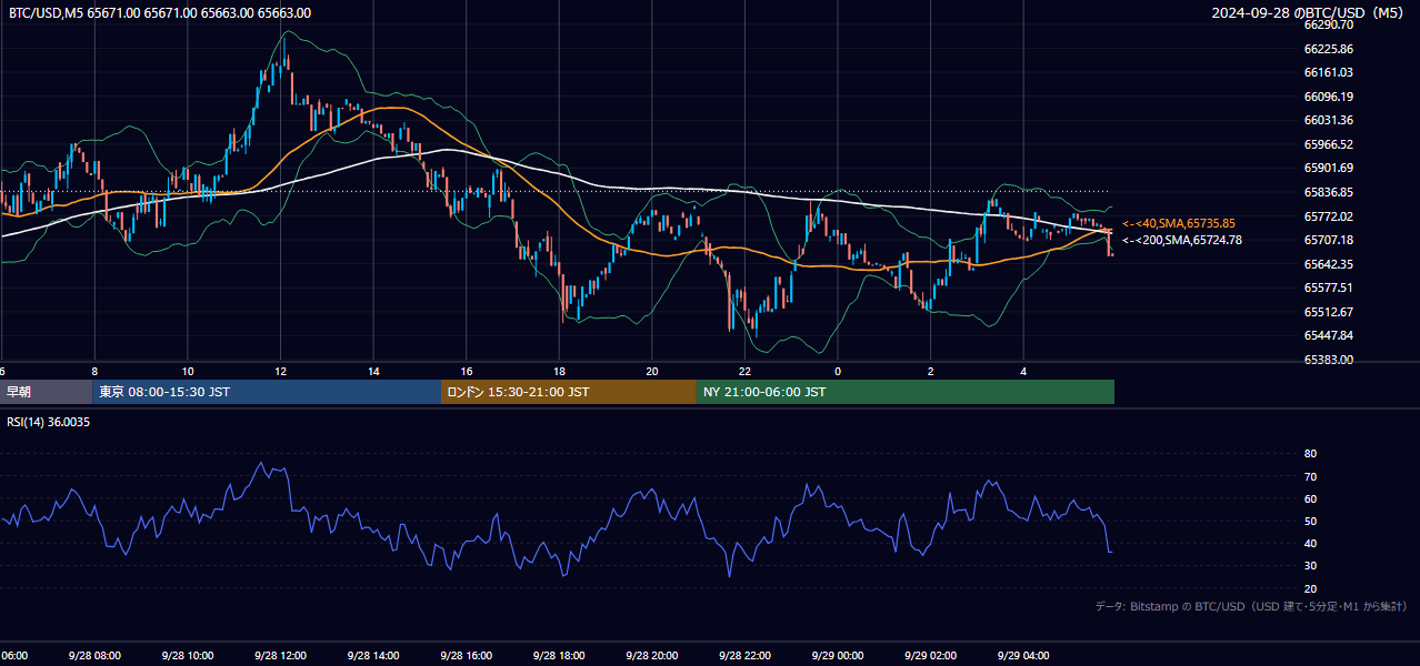 2024年9月28日（土） BTC/USD 5分足チャート