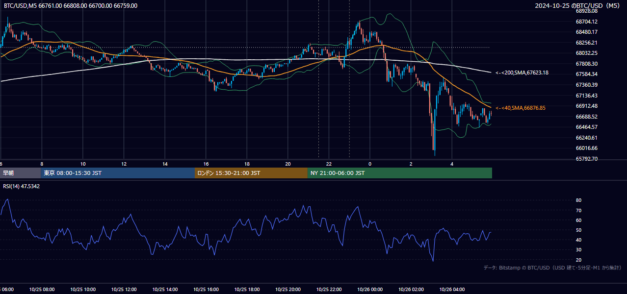 2024年10月25日(金) BTC/USD 5分足チャート