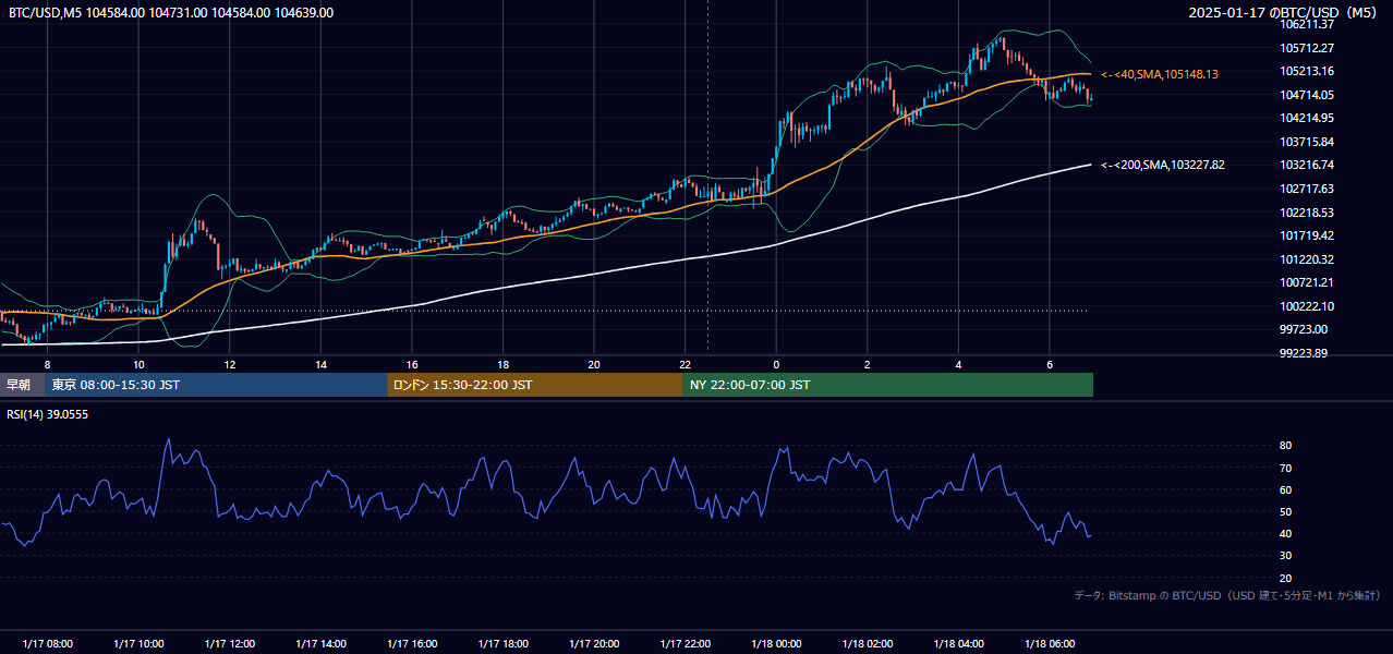2025年1月17日(金) BTC/USD 5分足チャート