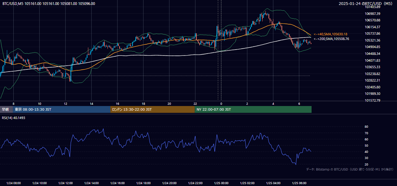 2025年1月24日(金) BTC/USD 5分足チャート