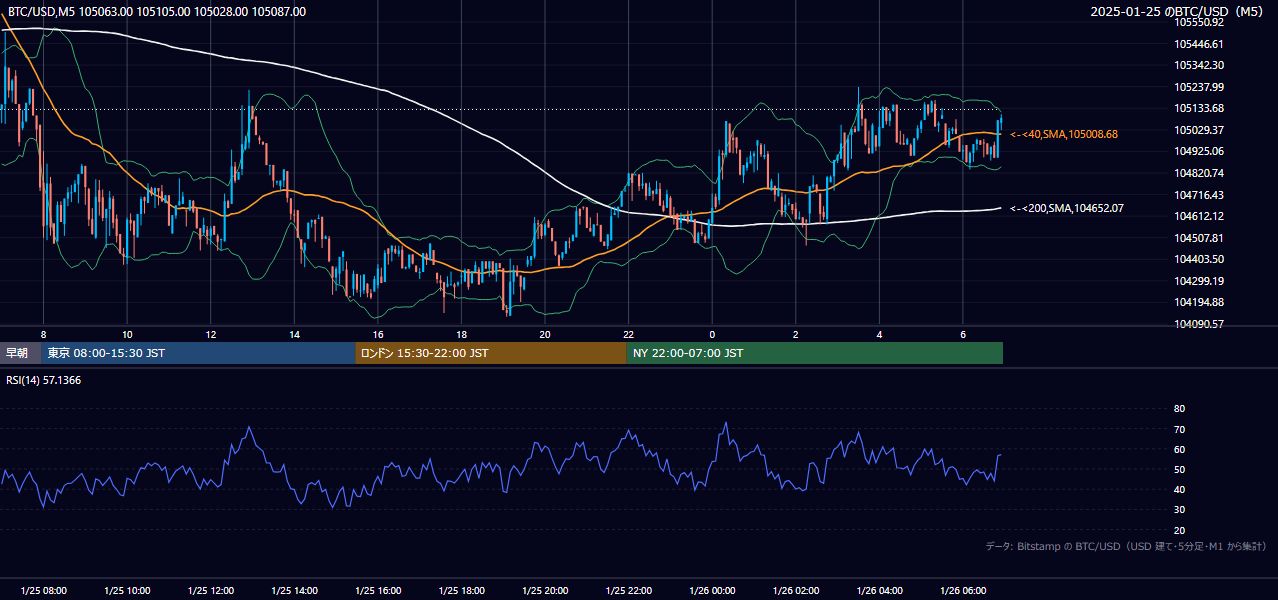 2025年1月25日（土） BTC/USD 5分足チャート