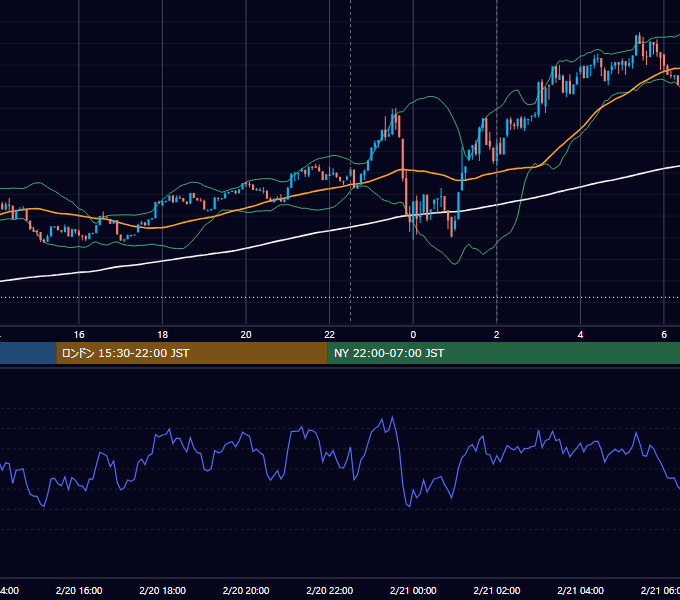 2025年2月20日（木） BTC/USD 5分足チャート